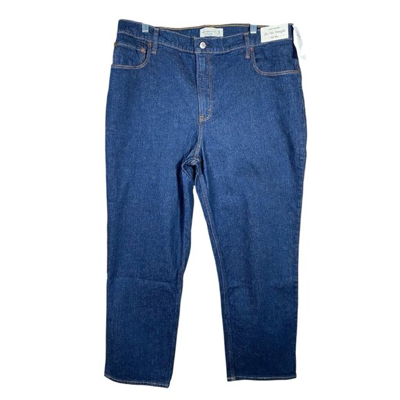 Abercrombie & Fitch 90’s Straight Ultra High Rise Jeans 33 / 16 Short Dark Wash - Picture 1 of 11